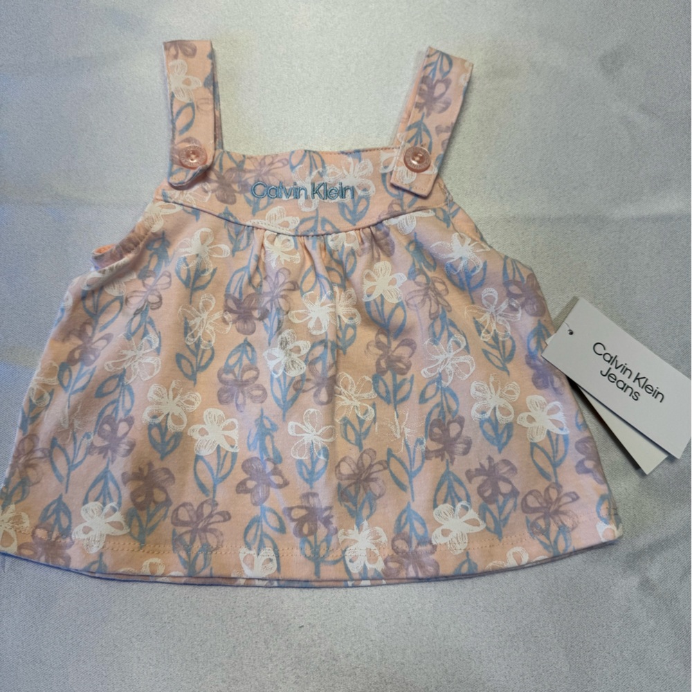 Calvin Klein Baby Dress with Floral Pattern, size 12 m, NWT